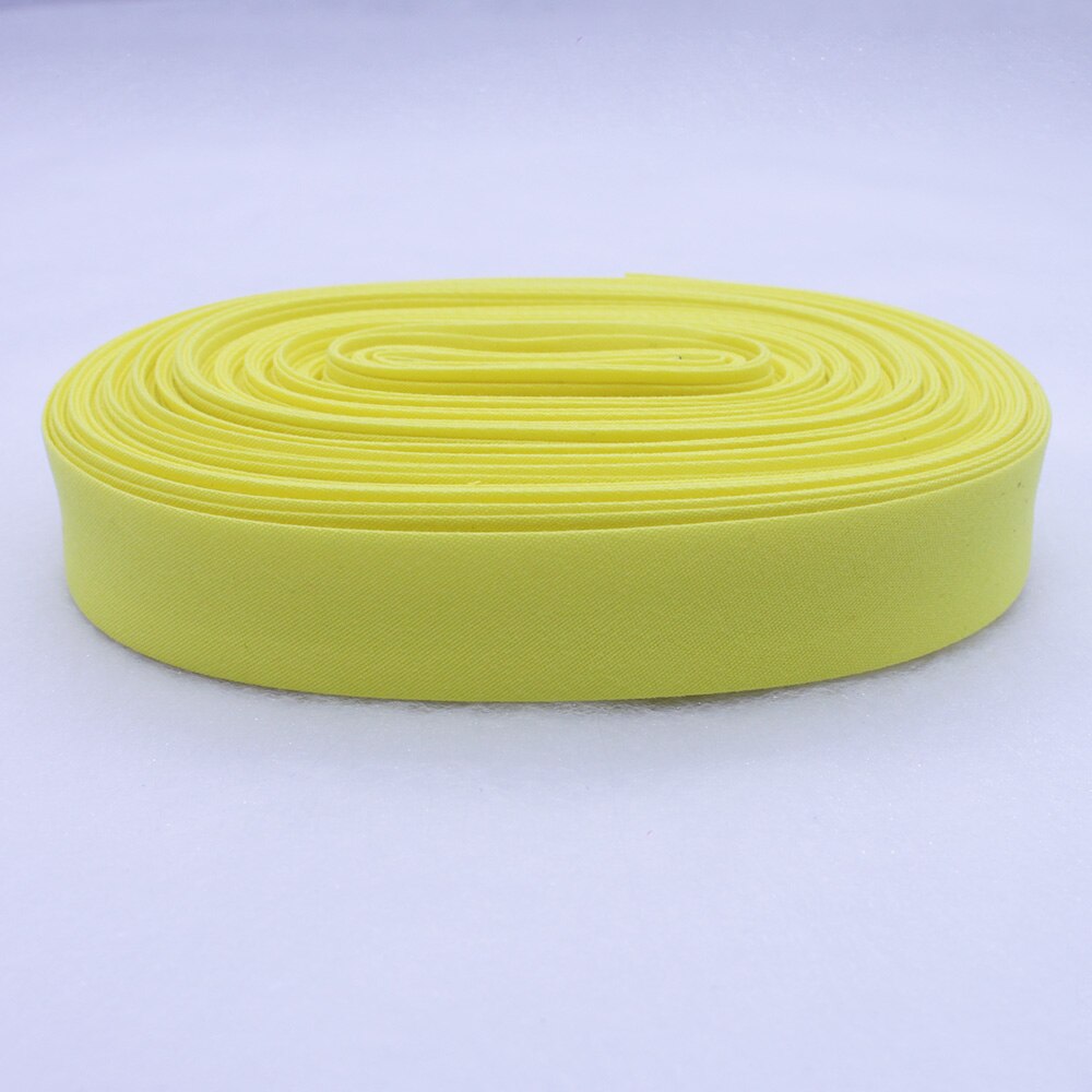 Polyester / Cotton 1" 25mm T/C Bias Binding Tape For Sewing Trimming Single Fold Ribbon Solid Color DIY 25yards/Roll: Yellow