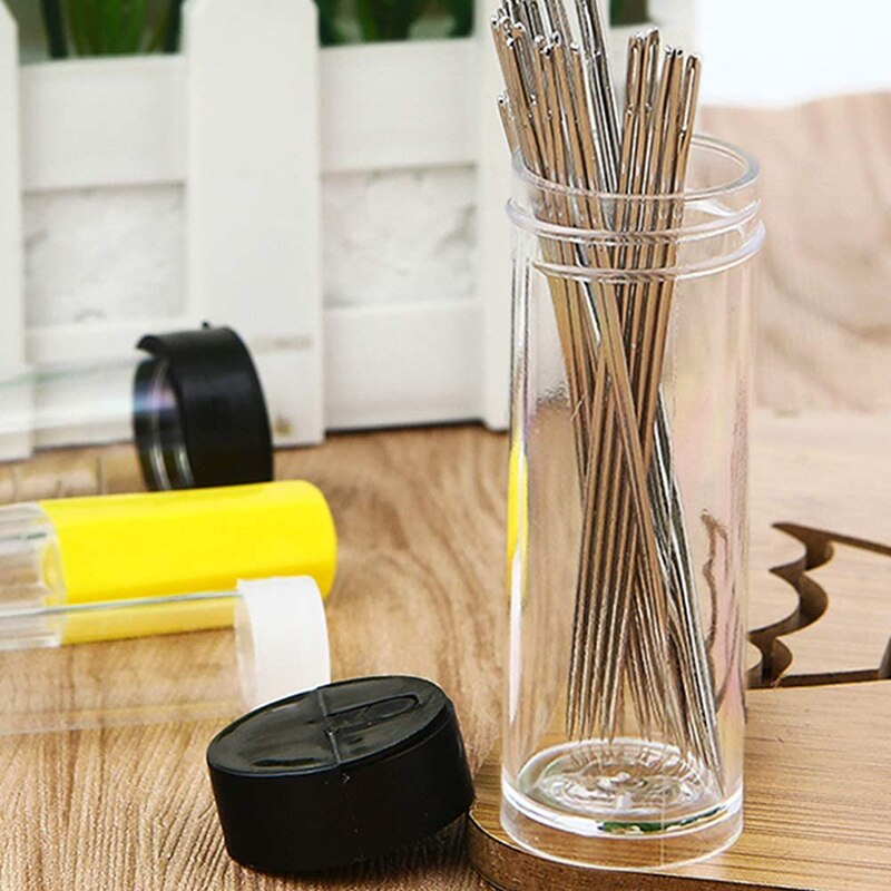 Imzay Large-Eye Hand Sewing Needles Big Eye Stitching Needle Weaving Sewing Tool Fabric Cross Stitch Needles with Sewing Bottle