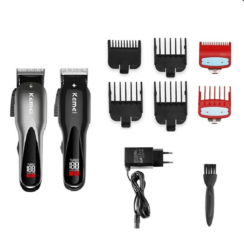 TURBO two speed adjustable hair clipper hair trimmer beard men electric hair cutter machine haircut all metal blad: 6pcs guide combs