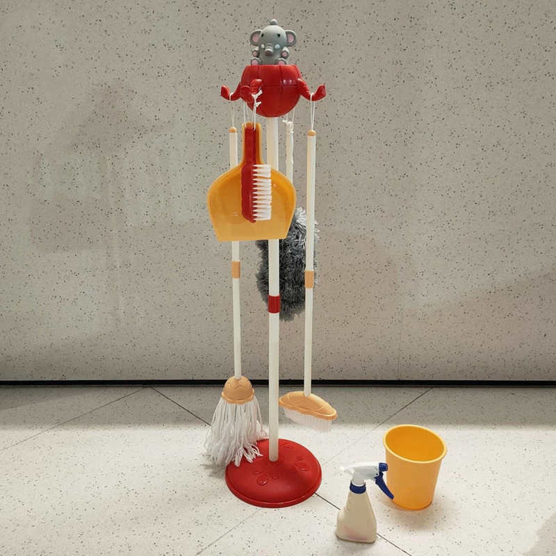 Enfants éléphant ménage outil jouets en plastique dessin animé semblant jouer nettoyage balai vadrouille brosse ensemble jouets éducatifs pour enfants