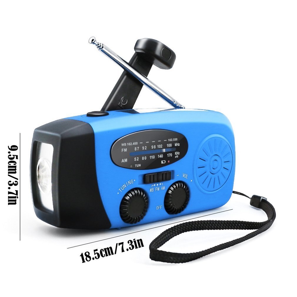 1000mAh Solar Radio Emergency Radio AM/FM/WB Weather Radio Hand Crank Radio With 3 LED Flashlight Power Bank
