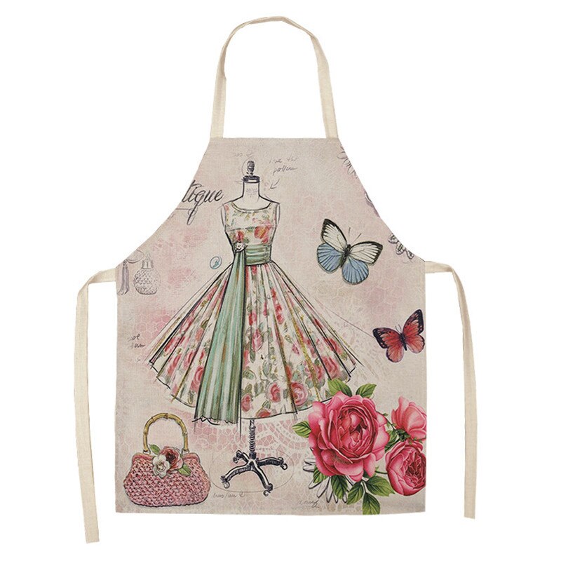 Vintage väska klänning skor köksförkläden för kvinnor bomull linne husmanskost bakning midja haklapp pinafore rengöringsverktyg: 6 / 47 x 38cm