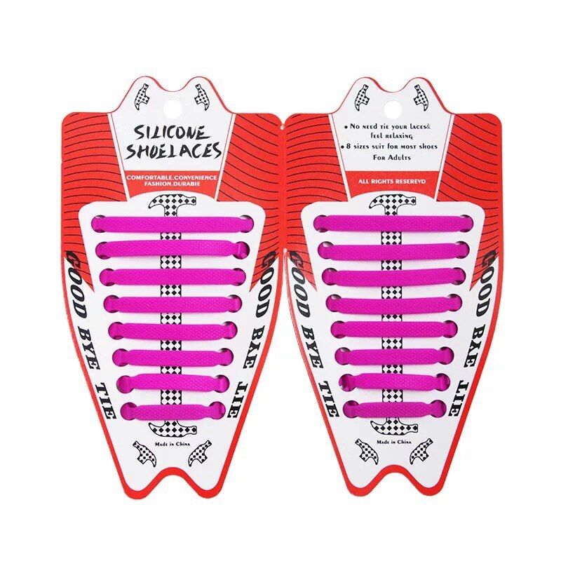 Lacets artificiel astiques en Silicone pour Chaussures, Spécial, Sans Bruit, pour Homme et Femme, L1, 16 Pièces/Lot: Rouge