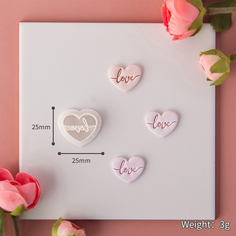 Serie del Día de San Valentín, moldes de corte de arcilla polimérica, cortadores con forma de corazón de amor para pendientes DIY, fabricación de decoración de joyería