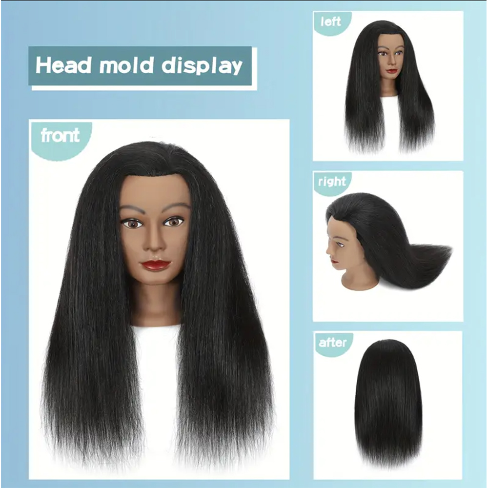 African Mannequin Head Real Hair Hairdresser Training Head With Tripod Manikin Cosmetology Doll Head For Braiding Styling