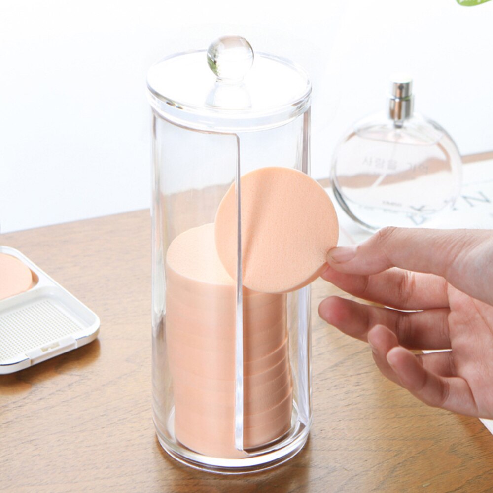 Transparante make-up organizers ronde cosmetische opbergers wattenschijfjes houder