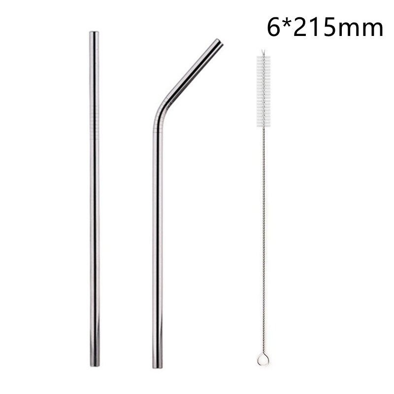 1 stücke Wiederverwendbare Trinken Stroh 304 Edelstahl Stroh 12mm Breiten Metall Strohhalme einstellen Milchshake blasiert Tee Stroh mit reiniger Pinsel