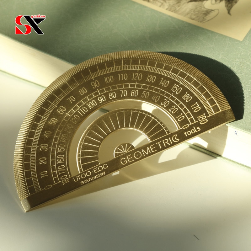 brass,Al alloy ruler set Protractor for math angle meas urement for students School Educational Measuring Tools