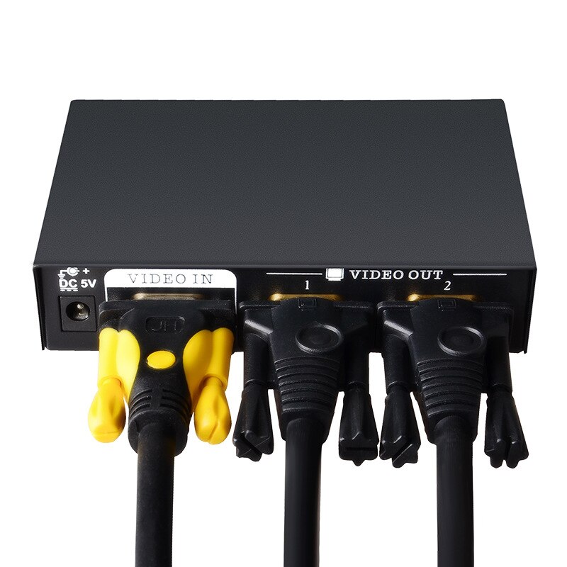 VGA Splitter 1 in 4 out VGA Video Splitter 1x2 1x4 with AC Adaptor 1 to 4 VGA Duplicator 220MHz Bandwidth for Screen Duplication
