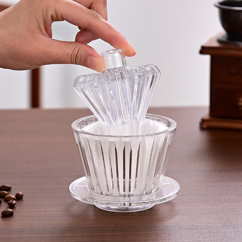 Filtro de café hecho a mano para 1-4 personas, papel para pastel, filtro de café acrílico, taza, filtro, prensa de papel, accesorios de café para el hogar