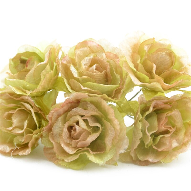 6 stuks van zijde handgemaakte kunstmatige boeket bruiloft decoratie familie tuin thee tafel vaas bloemstuk DIY walnoot decal: green