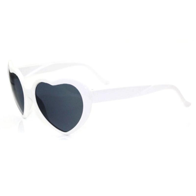 Love Heart Shaped Effects Glasses PC Frame Love Heart Lens Colorful Heart Shape At Night Sunglasses Women Christmas: white