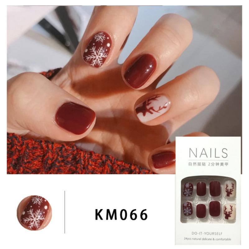 24 sztuk/zestaw biały wzór chmurki projekt sztuczne paznokcie różbyć winnym niebo francuski sztylet pełna pokrywa sztuczne paznokcie klej DIY manicure narzędzia robić paznokci: 09