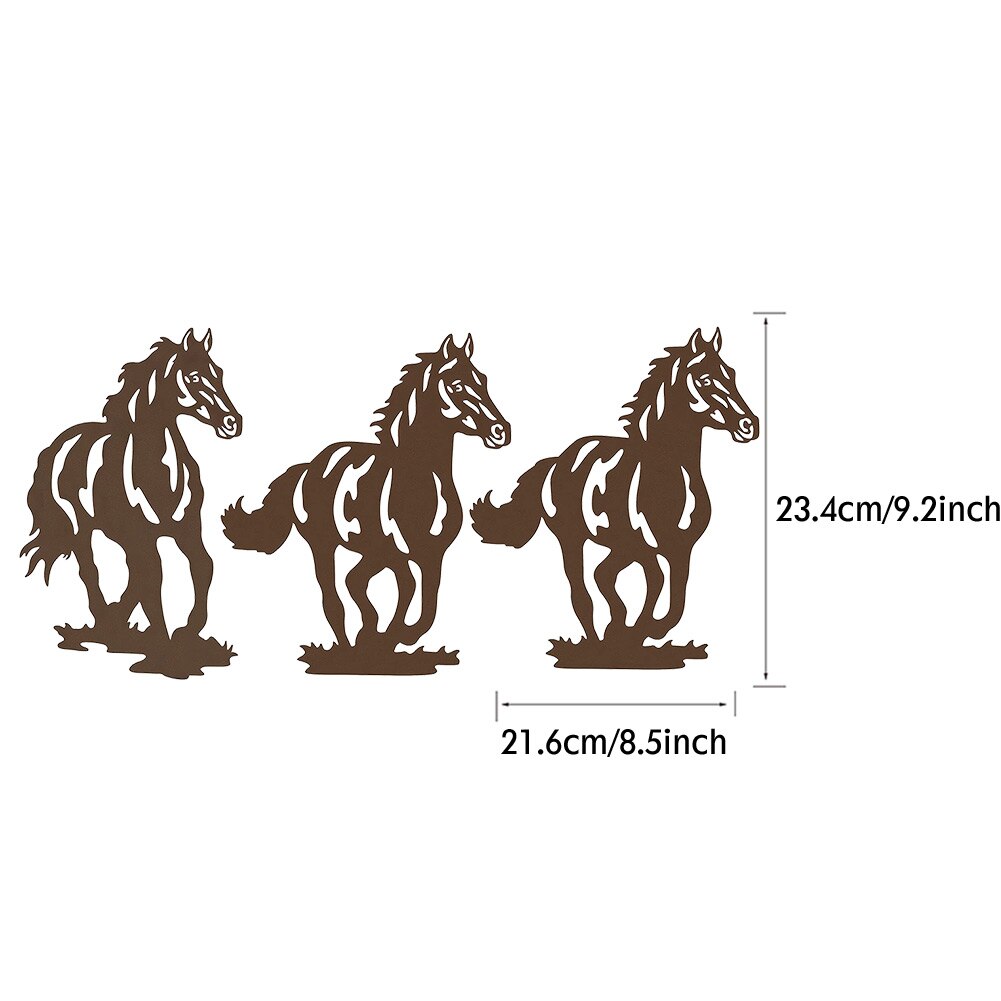 3pcs/set Metal Horse Farmhouse Modern Home Hanging Beautiful Rustic Concise Indoor Outdoor Garden Wall Art Decor Bathroom