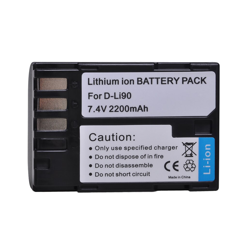 2X 2200 Mah D-Li90 D Li90 DLi90 Oplaadbare Li-Ion Batterij Voor Pentax K-5 Ii K-5 Iis K-01 K-7 K-5 K-3 k-3 Ii 645D 645Z Z1 Camera: 1 Battery