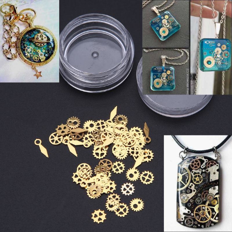 2 æsker mini blandet steampunk tandhjul gear ur charme uv stel epoxy harpiks smykker fyld