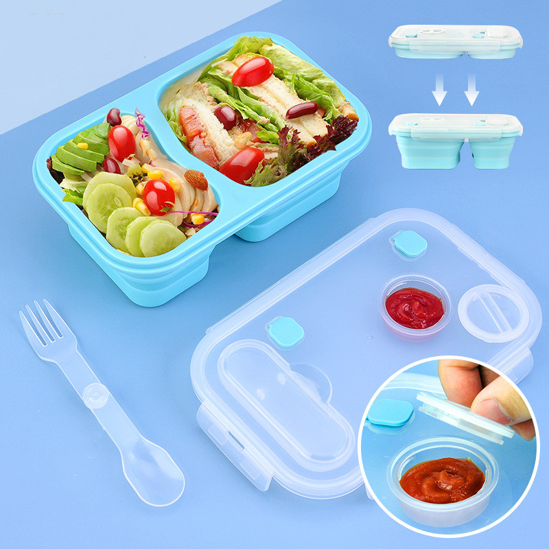 900ml/1360ml Silicone Collapsible Lunch Box Leak-Proof Large Capacity Microwave Oven Bento Box Folding Lunchbox Eco-Friendly