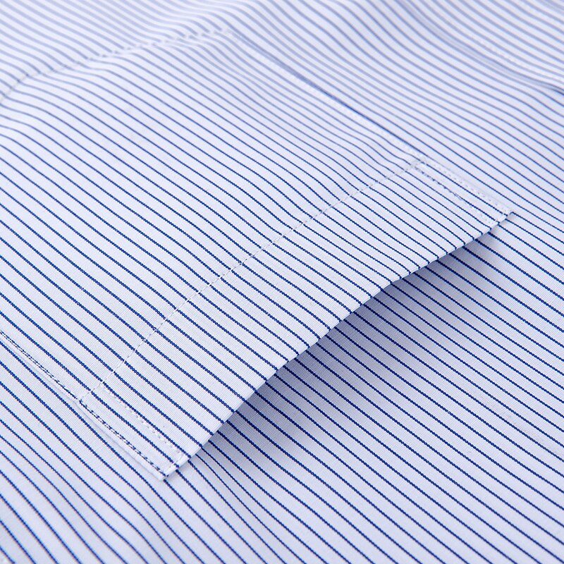 Mens Contrast Collar and Cuff Shirts Long Sleeve Striped Business Formal Shirts Men Dress Shirt Slim Fit White Collar