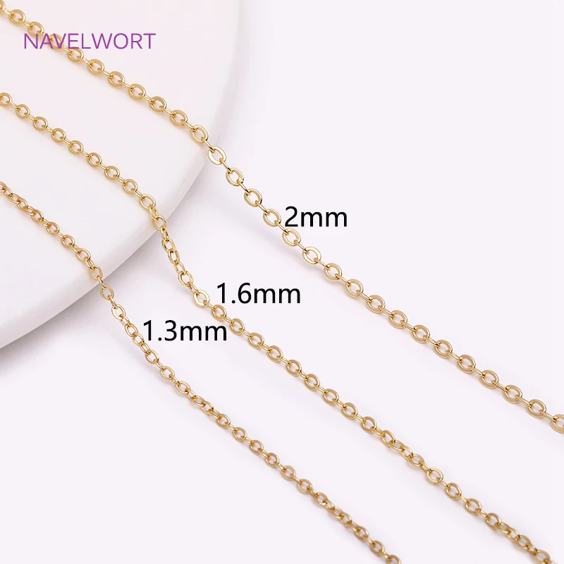 Multi tipos de cadenas finas chapadas en oro Real, cadena a granel para fabricación de joyería, manualidades DIY, para hacer joyería al por mayor