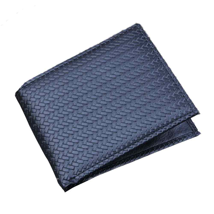 Wallet Men Bifold Business PU Leather ID Credit Card Holder Purse Short Pockets Knitting Wallet Men Slim Wallet: Black