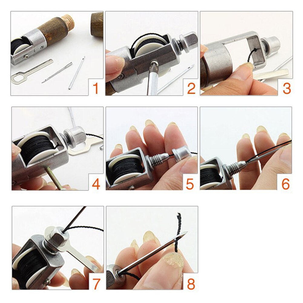 Leathercraft Lock Steek Stitching Sewing Awl Leather Hand Stitcher Thread Needles Kit For Fabric Craft Stitch Leather Fabric