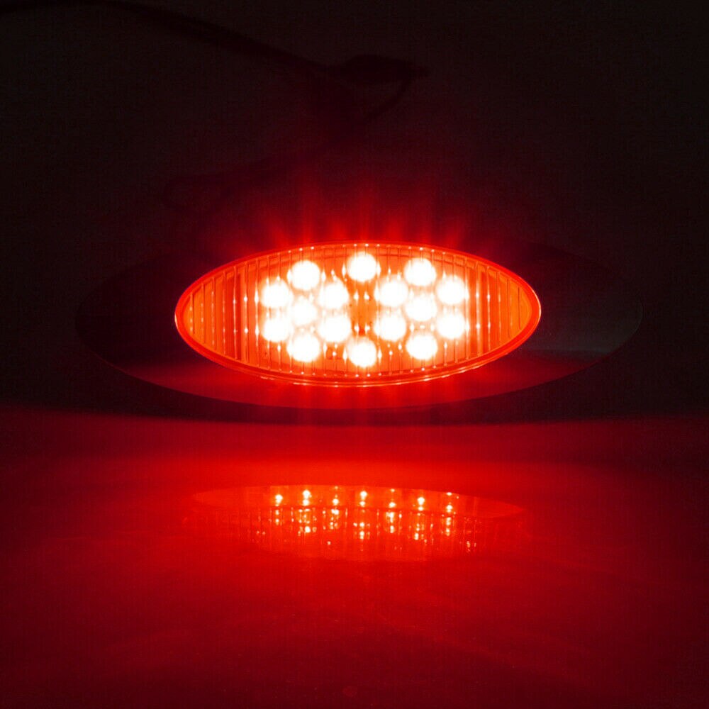 Luces laterales rojas de 6,5 &quot;para remolque y camión, luz ovalada impermeable, señal de giro, 12V, 2 piezas, 16LED
