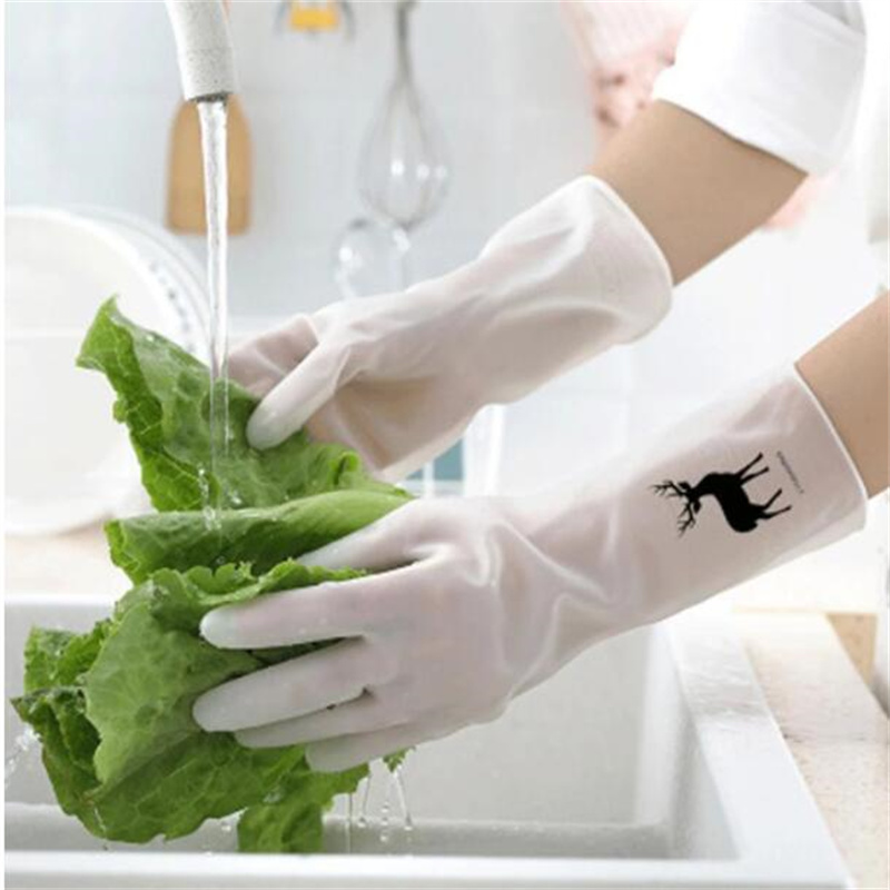 Female Waterproof Rubber Latex Dishwashing Gloves Kitchen Durable Cleaning Housework Chores Dishwashing Tools Supplies