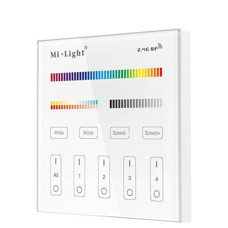 Ac90-240v- panel følsom rørende fjernbetjening til enkeltfarvet cct rgb rgbw rgb + cct led strip lys 4 zone: T4 ac90-100v