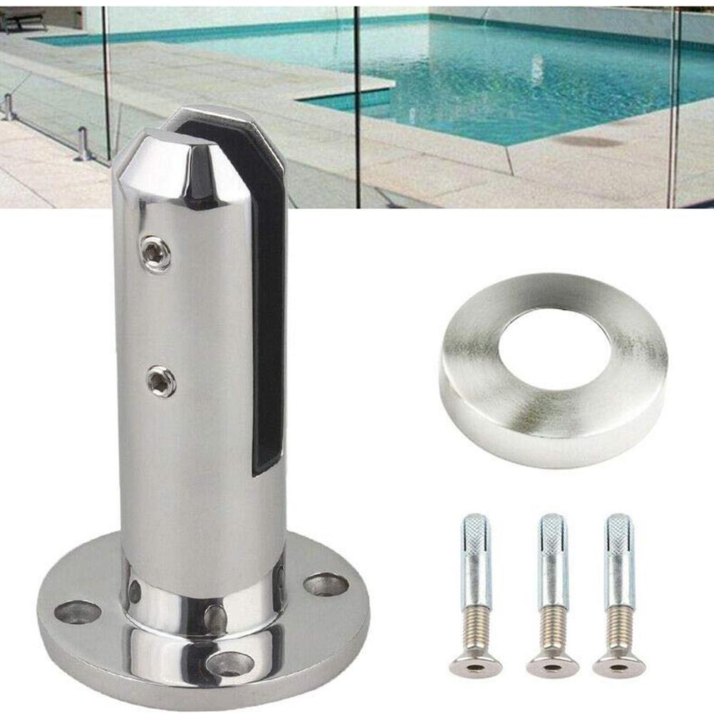 304 Stainless Steel Round/Square Clamp Glass Panel Pool Fence Staircase Bracket Spigot Balustrade Floor Deck Mount Support Clamp