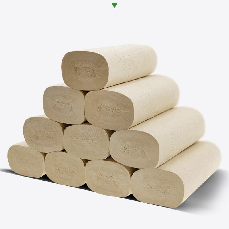 Toalettpapper rulle bambu massa naturlig färg kärnlöst rullpapper hushålls toalettpapper tjockt silkespapper rullpapper