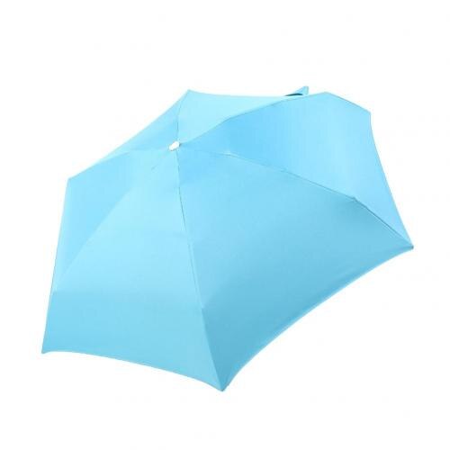 Portable Five-Fold Umbrella Mini Retractable Folding UV Protection Girl Umbrella Sun Umbrella: Blue