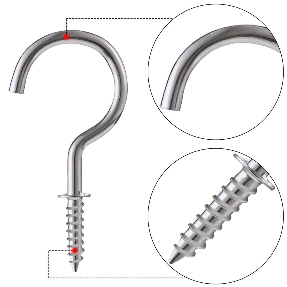 Nickel-plated metal ceiling hook, screw hook, cup hook, hanging cap nail, hanger, ，8 different sizes