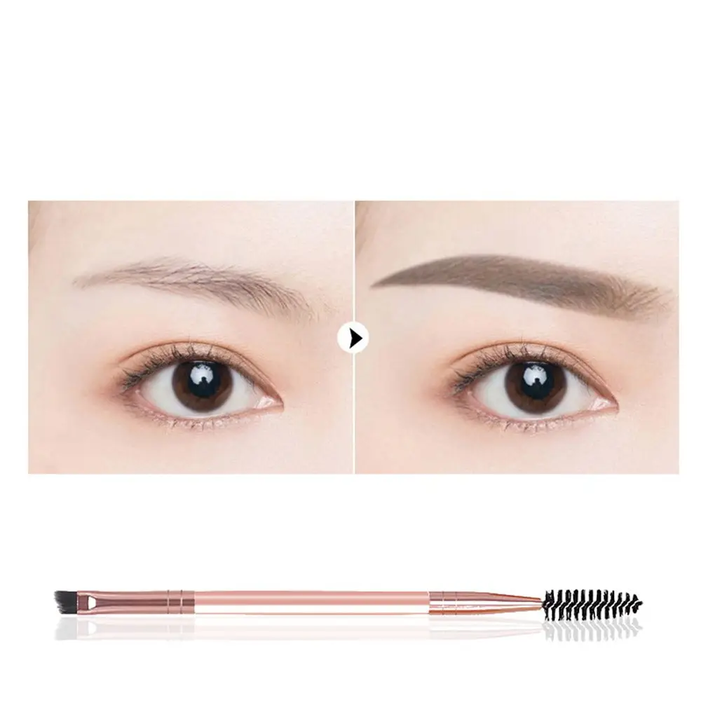 1 stks tweekoppige wenkbrauwborstel spiraal diagonale hoek make-upborstel houten handvat mee te nemen mooie make-up tools schoonheid