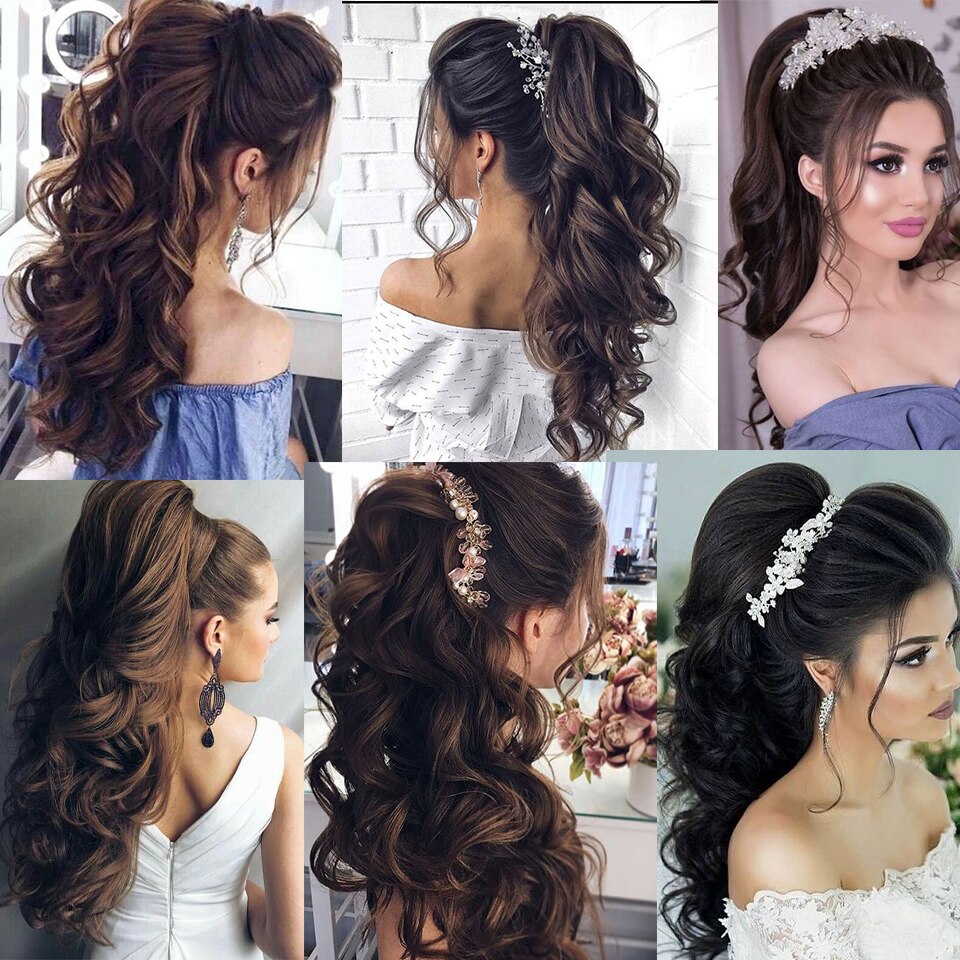 SEEANO Synthetic Claw Clip Ponytail Hair Extension Big Wave Ponytail Hair Extension Ladies Ponytail Wig Yellow Black Brown