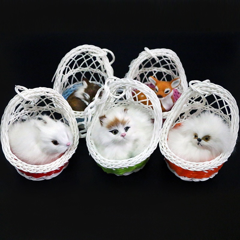 Cesta colgante con forma de gato de simulación, artesanía de juguete de felpa, juguetes blandos de para estudiantes y niños, decoración para de vacaciones, peluches de vocalización