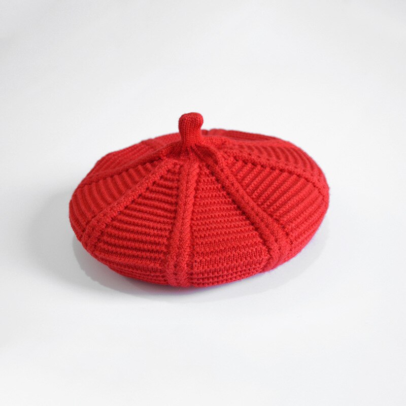 Bonnet rond tricoté pour femme, bonnet élastique décontracté, chaud, unisexe, pour l'automne et l'hiver: Rouge