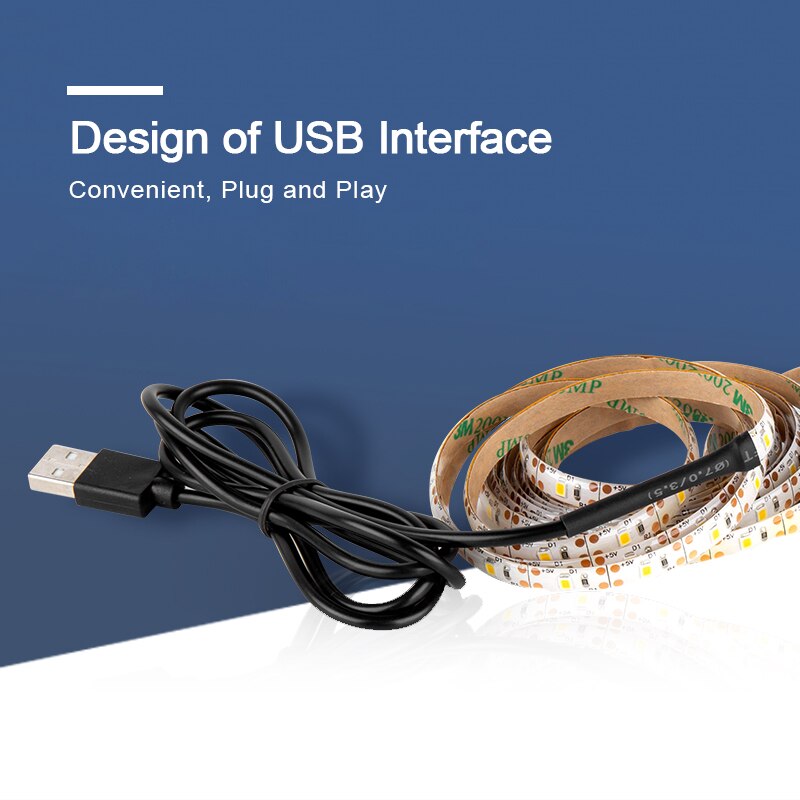 LED Lights 2835 SMD Cabinet Kitchen LED Tape 1-5m Waterproof Strip Closet TV Decoration Lamp 5V USB Cable Charging