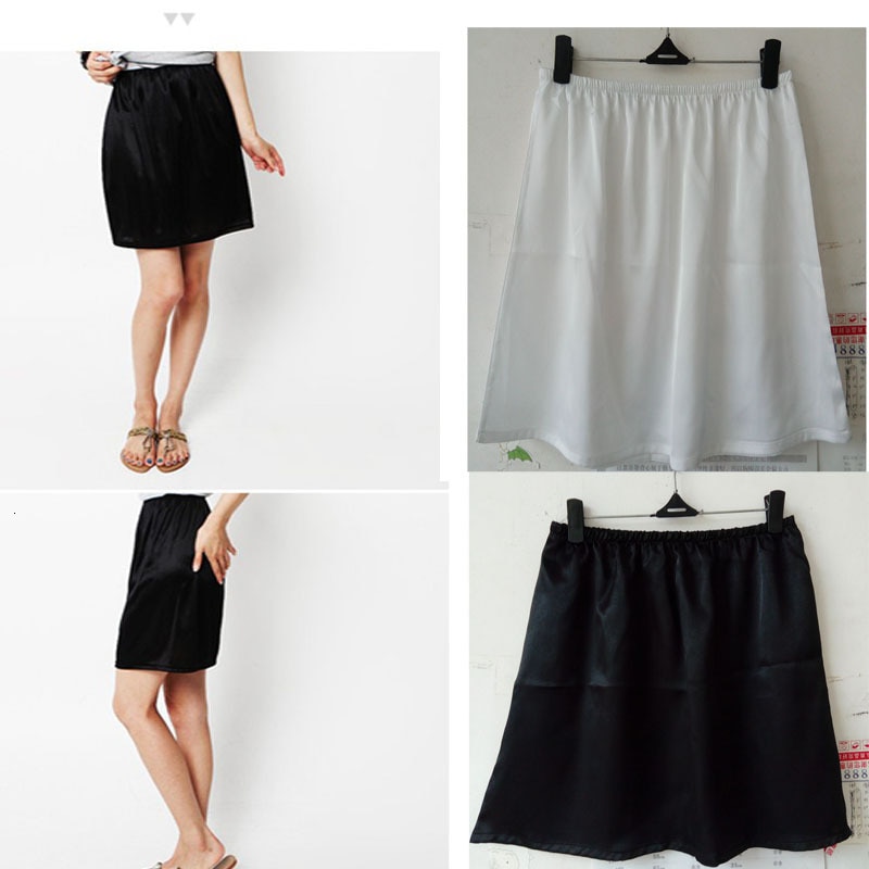 Seide Satin- Unterhose Felsen Halb Unterhose Imitieren Petticoat Kurze Röcke Frau Unterrock Unter Kleid Mini Sicherheit Felsen Weibliche verlieren