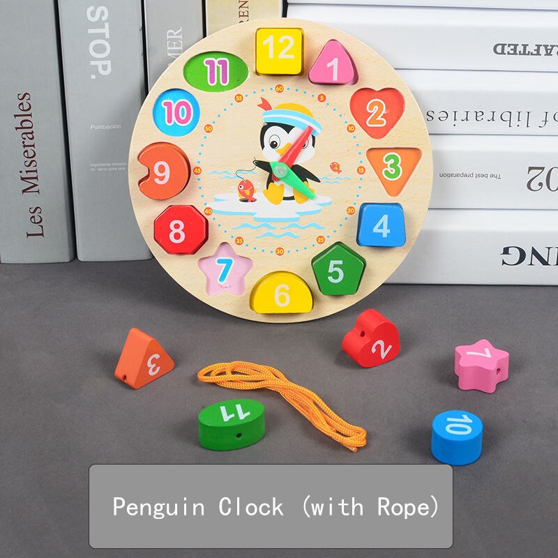 Baby Puzzle Early Education Infant Toys Boys and Girls Multiple Styles 0-3 Years Old: Penguin Clock
