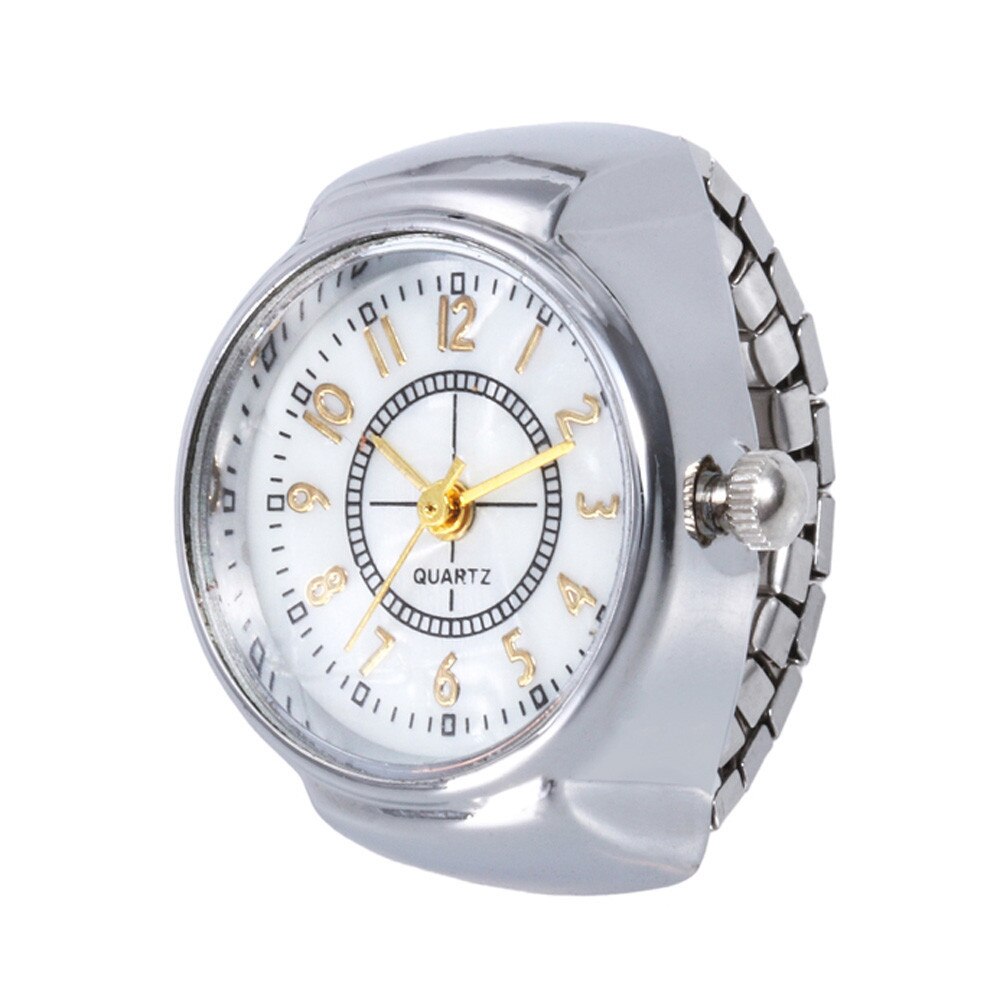 Mode Vinger Ring Horloge Heren Analoge Quartz Dial Horloges Luxe Rvs Elastische Quartz Mannelijke Reloj Hombre: Silver