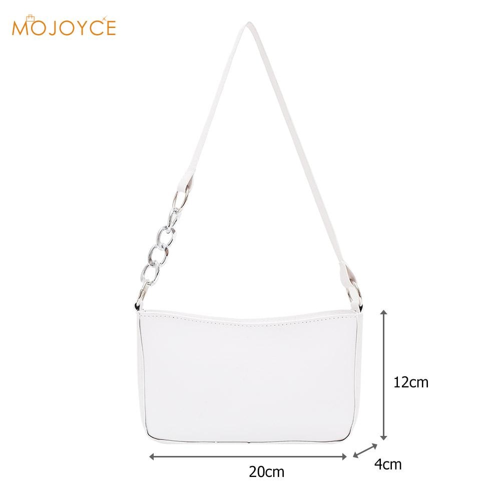 Solid Color PU Leather Women Handbag Tote Chain Casual Underarm Shoulder Bags Exquisite Shopping Bag