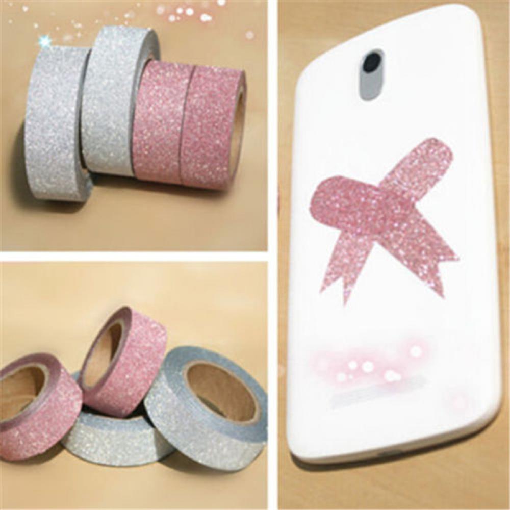 Lim sølv gylden glitter washi teip scrapbooking julefest kawaii søt dekorativt papir håndverk