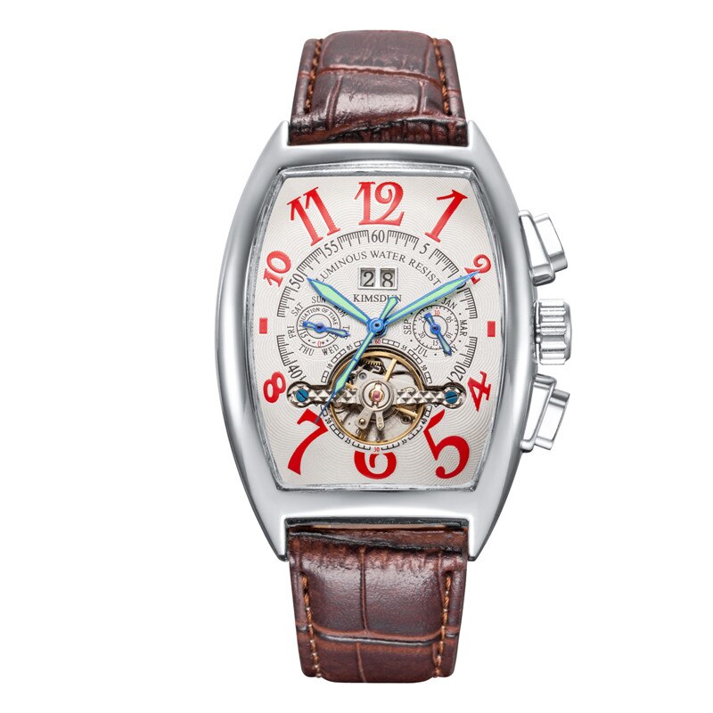 Top KIMSDUN Auto Date Montre hommes boîtier en or de luxe montres mécaniques hommes de en cuir Montre-bracelet Montre Homme: K-1