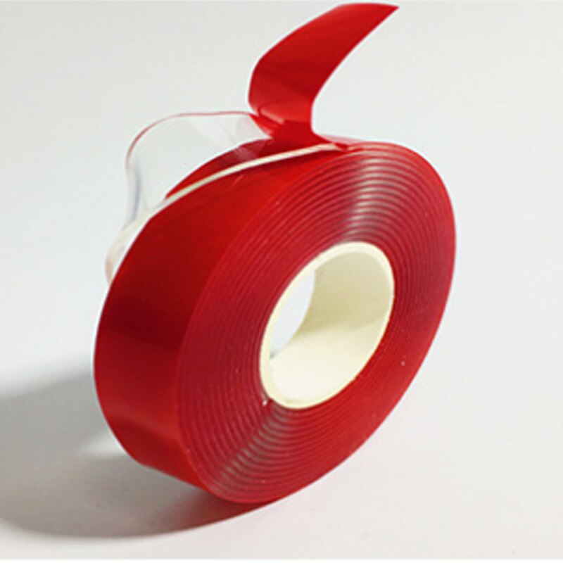 Rød gennemsigtig silikone dobbeltsidet tape klistermærke til bil klistermærker høj styrke ingen spor klistermærke auto levende varer: 6mm 3m