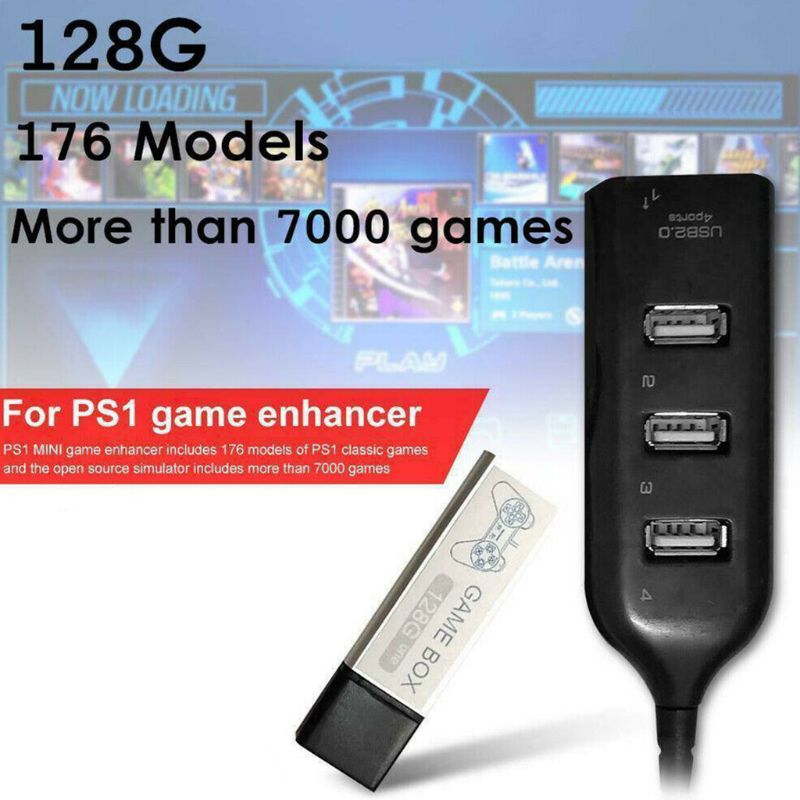 OOTDTY Children 128G Playing 7000 Games Game Enhancer Extended 176 Models For PS1 MINI Support For Double Play