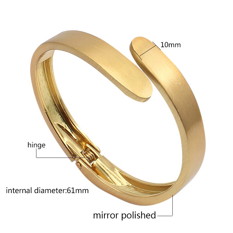 3 Colors Cuff Bracelets For Women/Men Stainless Steel Matte Bangle Jewelry Bijoux Accessories Valentine: gold bangles