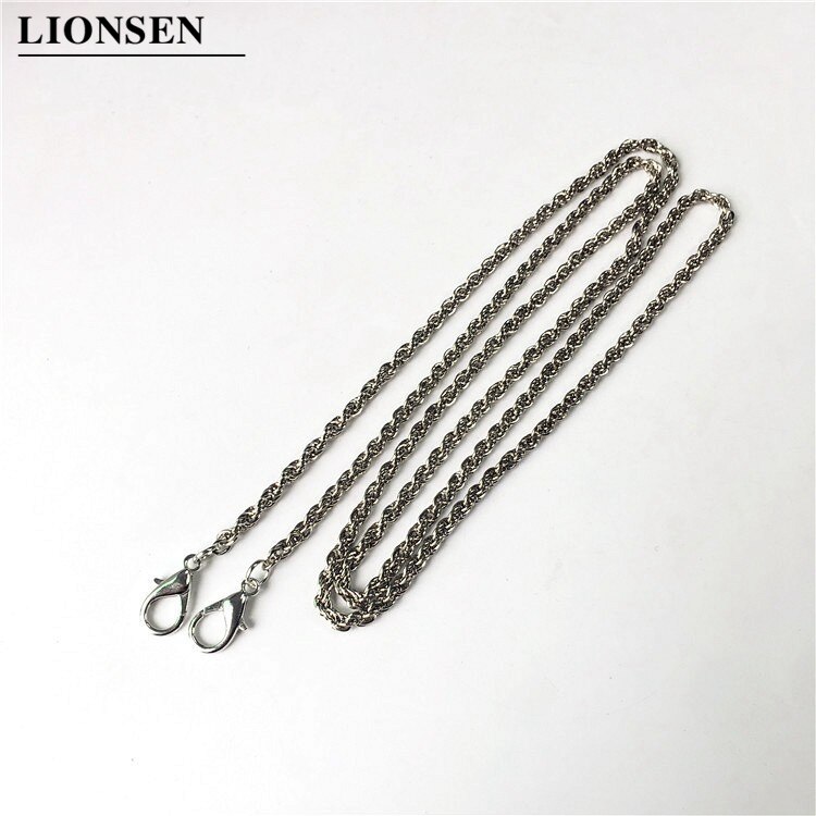 Lionsen 120cm 60cm Ersatz Kette Riemen Metall Verknüpfung Spange Geldbörse Kette Tasche Griff Schulter Kreuz Körper Handtaschen Kette Gurt: 120cm Silber-