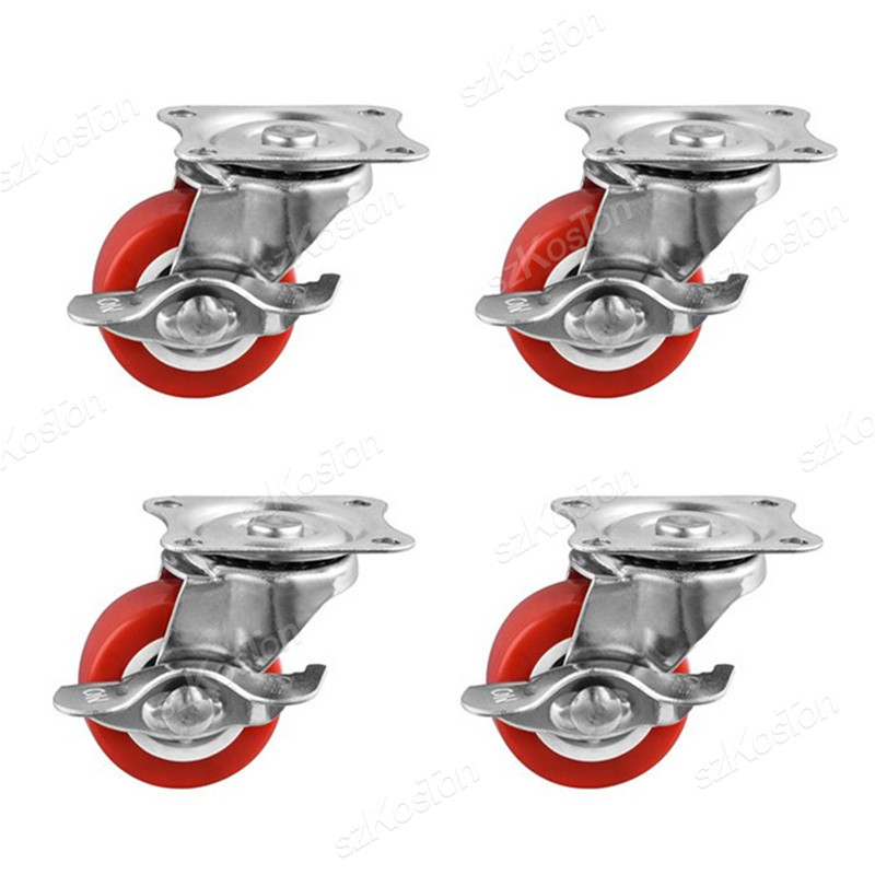 4Pcs Furniture Caster 1/1.25/1.5/2 inch PVC Universal Wheel Swivel Caster Roller Wheel For Platform Trolley Accessory Furniture: 1.25 inch / Red