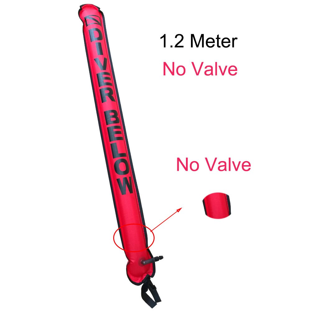 1.1M-1.8M Closed-End Scuba Diving Surface Marker Buoy SMB Drift Diving Ascending Signal Tube Safety Sausage for Wreck Snorkeling: 1.2M Red No Valve