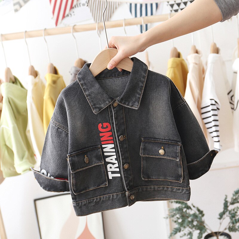 Baby boy clothes autumn boy denim jacket coat children's clothing cartoon print soft coat boy girl clothes